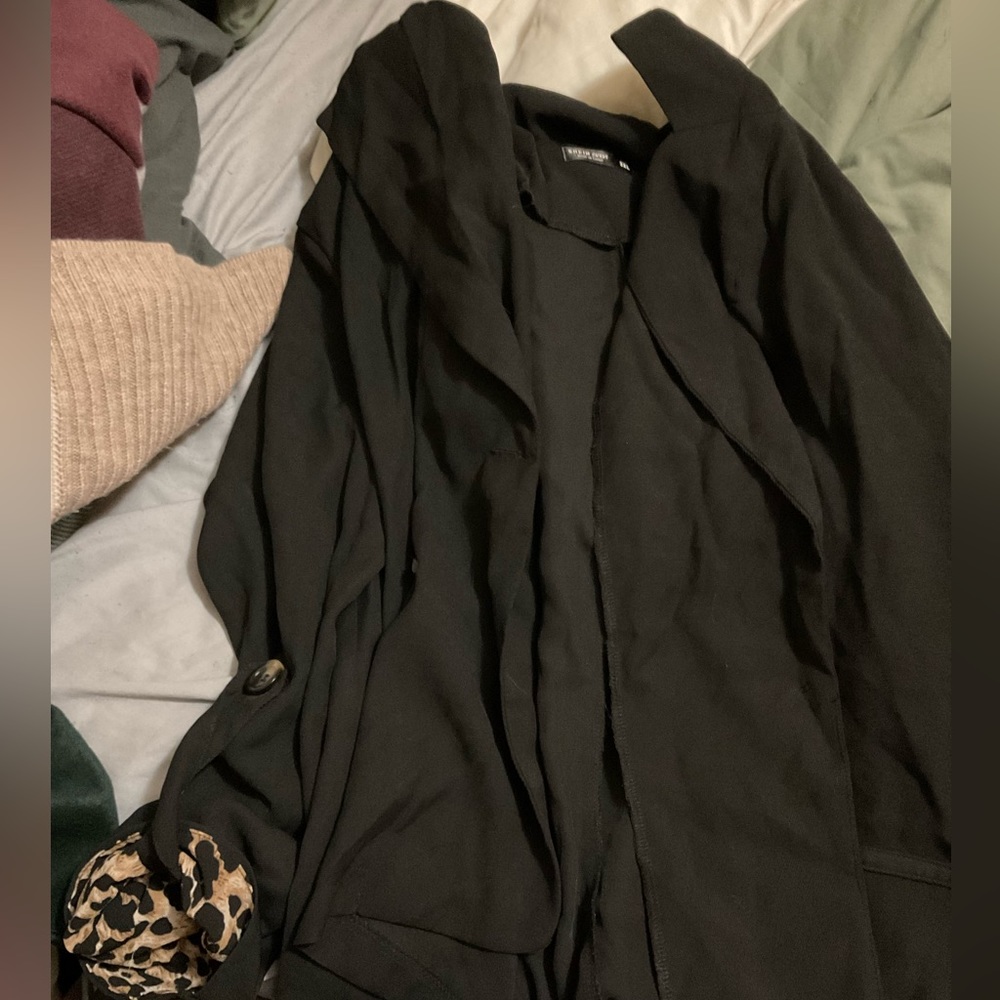 Black blazer with cheetah sleeves